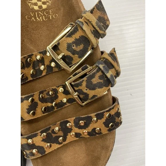 Vince Camuto Women’s Buckle Slides Sandals Animal Print Ciandra Worn little 6.5 - Picture 11 of 13